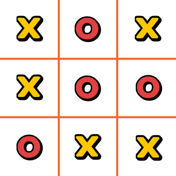 A full board with no three in a row: the game is a draw